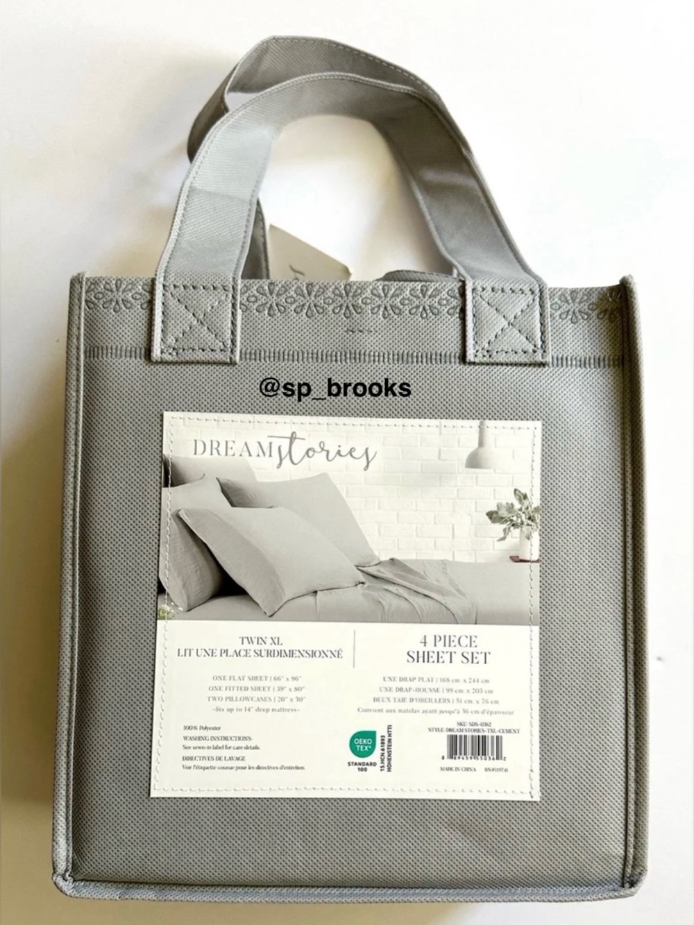 🎁Dream Stories 4-Piece Twin XL Sheet Set in Cement Gray - DREAM Stories Sheets